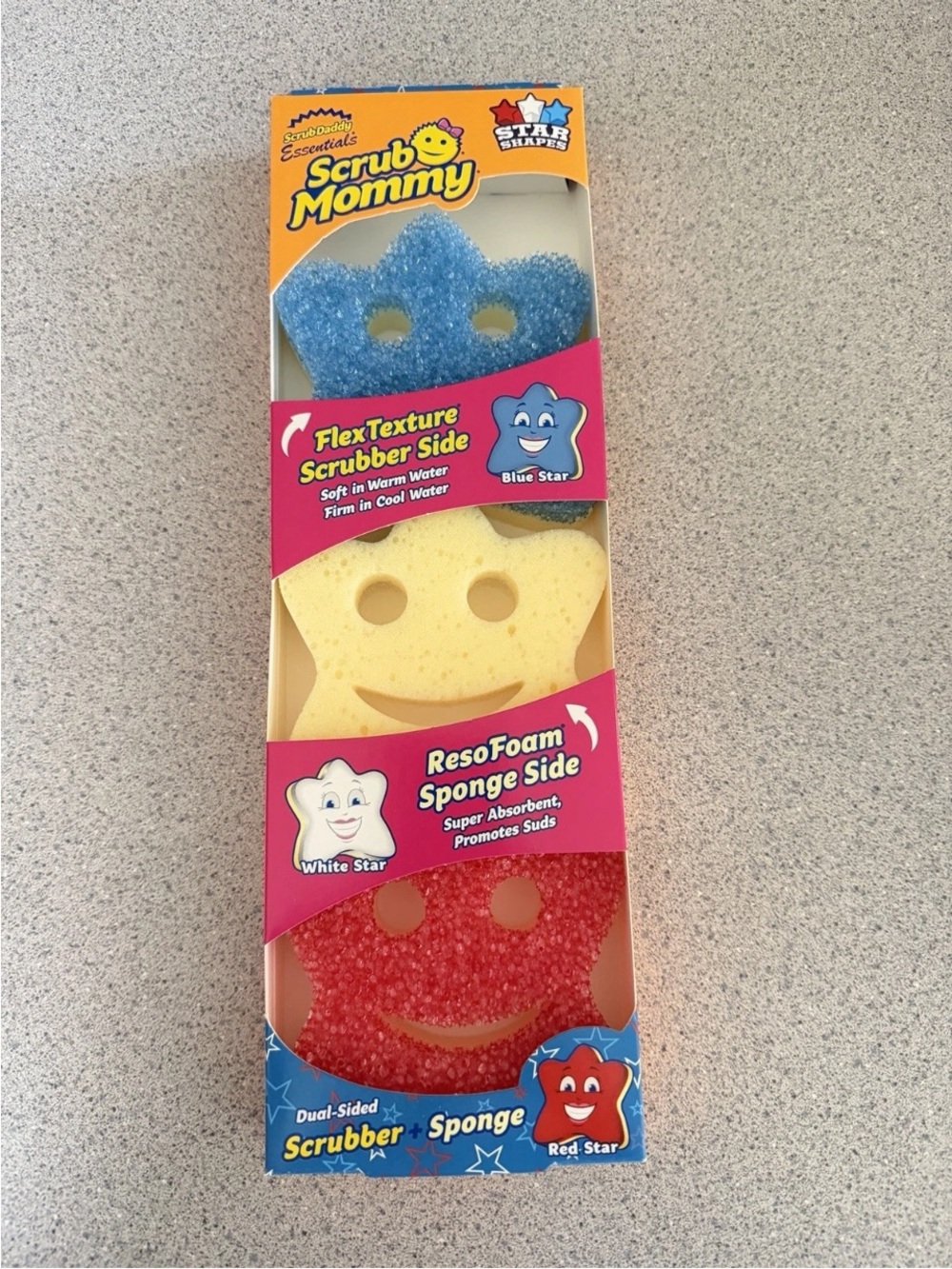 New Scrub Daddy Mommy Special Edition Star Shapes USA 3pk Red White Blue